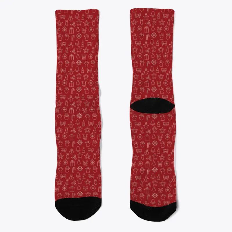 Red Christmas Pattern Socks