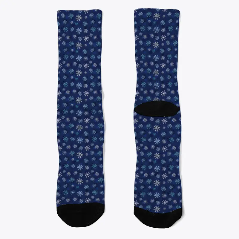 Blue Snowflakes Pattern Socks